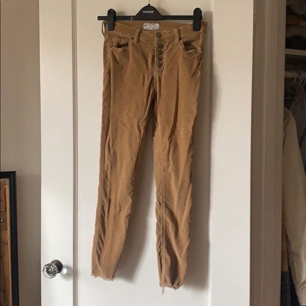 Free People Corduroy Frayed Hem Pants